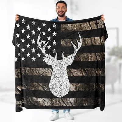 Deer Hunter Blanket: Patriotic Camo Flag Design for Outdoorsmen