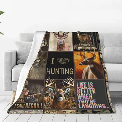 Deer Hunting Collage Blanket: Camo and Buck Art for Outdoor Lovers