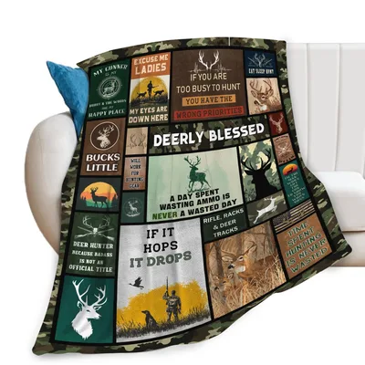 Deerly Blessed Deer Hunting Blanket for Camo Lovers