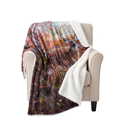 Deer Hunting Autumn Blanket: Fall Forest Buck Design