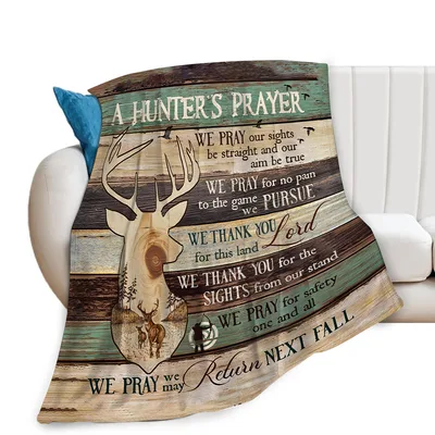 Hunting Prayer Deer Blanket featuring A Hunter's Prayer text