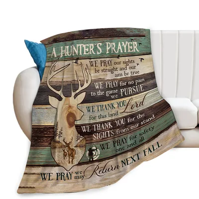 Rustic Wood Plank Deer Blanket - Hunter's Prayer Design