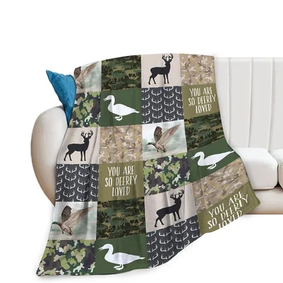 Camo Duck Blanket: You Are So Deerly Loved Hunting Patchwork Design
