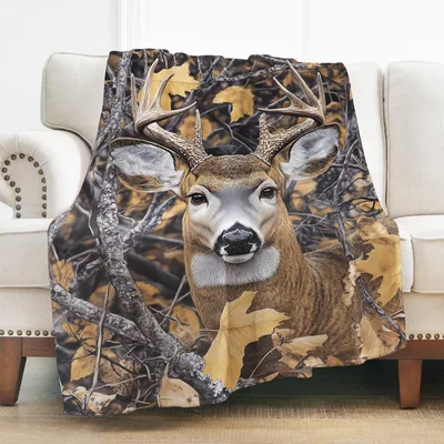 Whitetail Buck in Autumn Blanket: Realistic Deer Camo Design