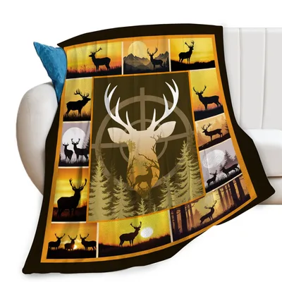 Deer Hunting Silhouette Blanket