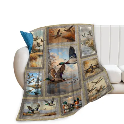 Duck Hunting Scenes Blanket: Framed Mallard Art for Outdoor Lovers