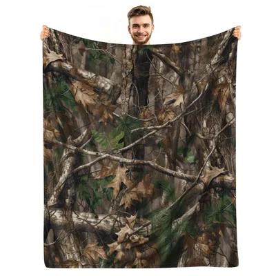 Realistic Forest Camo Pattern Blanket for Woodland Lovers