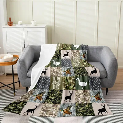 You Are So Deerly Blanket: Camo Patchwork Design for Hunters