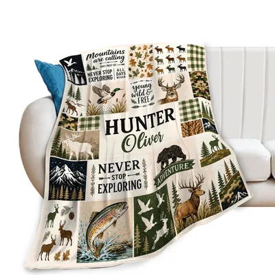 Hunting Deer Outdoor Theme Blanket