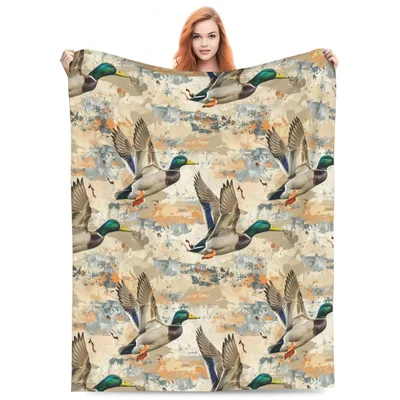 Flying Mallard Ducks Pattern Blanket for Wildlife Lovers