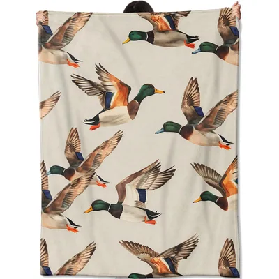 Mallard Duck Flying Blanket features a repeating pattern