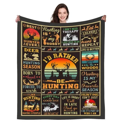 Deer Hunting Season Blanket: I'd Rather Be Hunting Collage Design