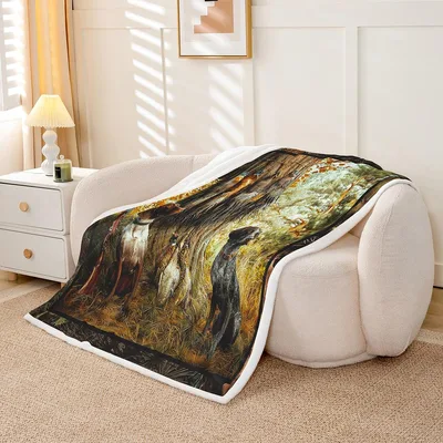 Hunting Dog Pheasant Blanket featuring a black setter
