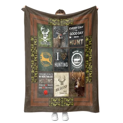 Deer Hunting Hunter Blanket: Camo and Buck Slogans for the Outdoors
