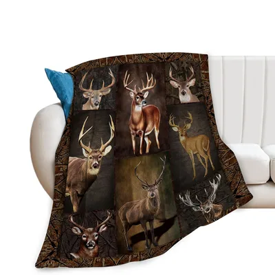 Deer Collage Hunting Portraits Blanket: A Grid of Realistic Buck Art