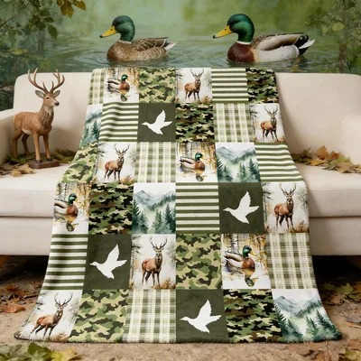Hunting Deer Duck Camo Blanket for Outdoor Lovers