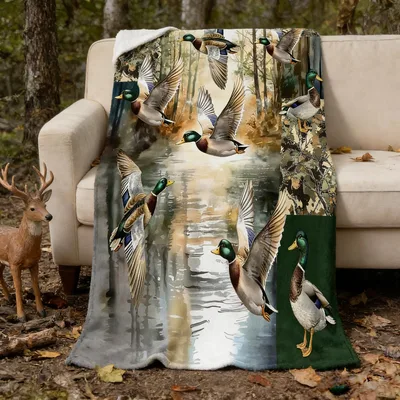 Mallard Ducks Over Forest Blanket: Duck Hunting Art for Hunters