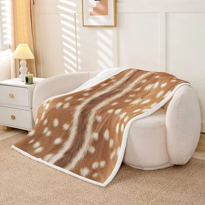 Deer Hide Pattern Blanket: Simulated Fawn Fur Design for Cozy Living