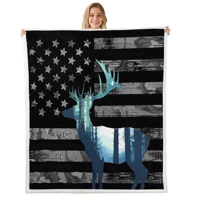 American Flag Deer Silhouette Blanket No. 2