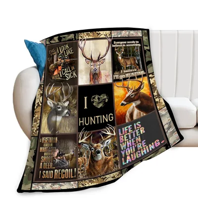 Deer Hunting Collage Life Blanket for Hunters Who Love a Good Joke