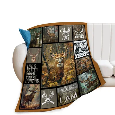 Deer Hunting Life Blanket: A Collage of Forest Passion and Antler Art