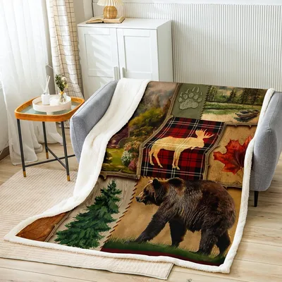 Deer and Bear Wildlife Blanket: A Patchwork of Forest Scenes