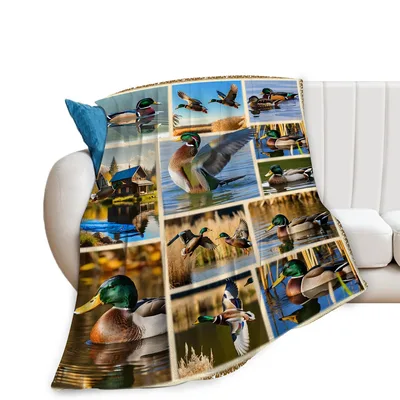 Mallard Ducks Photo Collage Blanket for Waterfowl Enthusiasts