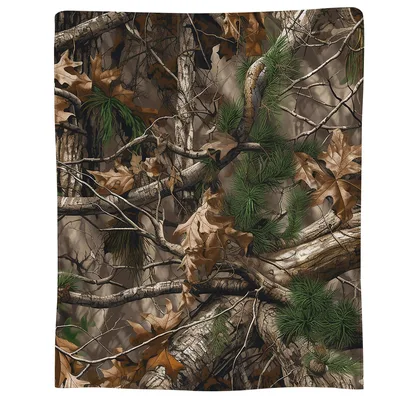 Realistic Tree Camo Pattern Blanket for Forest Lovers