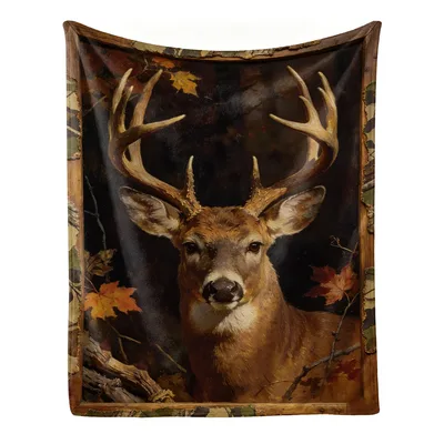Vintage Buck Stag Portrait Blanket: A Classic Deer Art Print