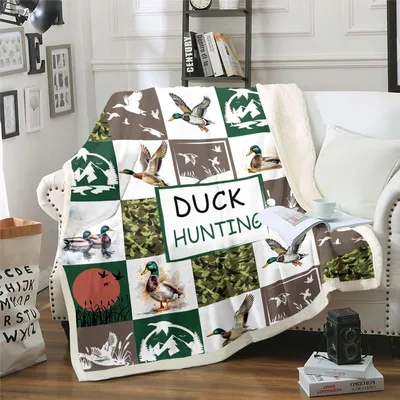 Duck Hunting Patchwork Blanket featuring mallard ducks
