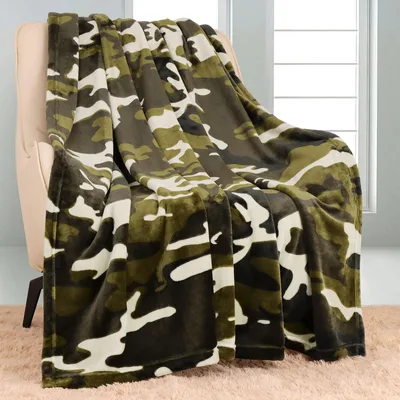 Green Camouflage Pattern Blanket No. 2 for Outdoor Lovers