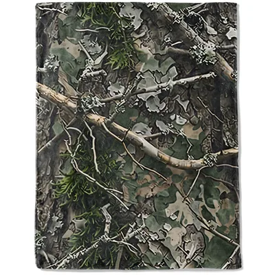 Realistic Woodland Camo Forest Blanket for Nature Lovers