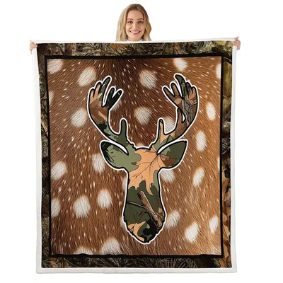 Camo Deer Silhouette Blanket: Camouflage Antler Art for Hunters