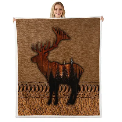Deer Forest Silhouette Blanket features a rustic deer shape