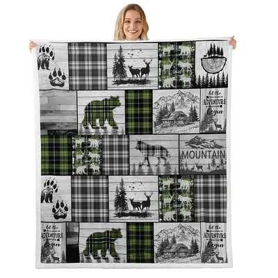 Rustic Woodland Wildlife Plaid Blanket for Cabin Lovers
