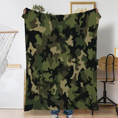 Green Camouflage Pattern Blanket for Outdoor Lovers