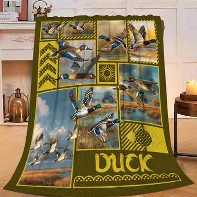 Mallard Ducks Patchwork Blanket featuring flying mallards