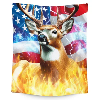 Whitetail Deer with American Blanket: Patriotic Hunting Art