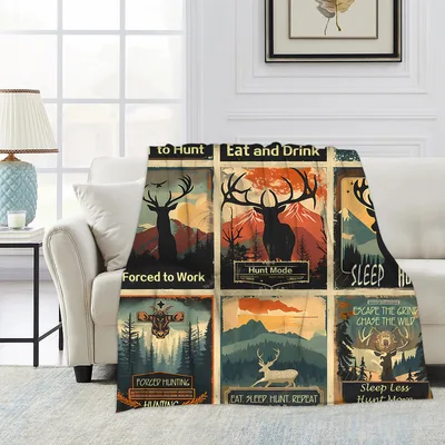 Vintage Hunting Quotes Collage Blanket