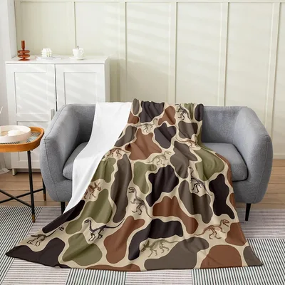 Camouflage Hunting Pattern Blanket: Dino Skeleton Camo Throw