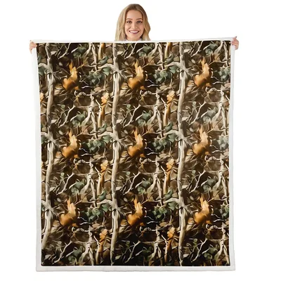 Tree Camouflage Pattern Blanket featuring a detailed forest print