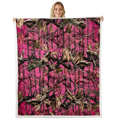 Pink Camouflage Pattern Blanket No. 3: Bold Pink Forest Print