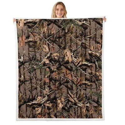 Tree Branches Camouflage Pattern Blanket for Nature Lovers