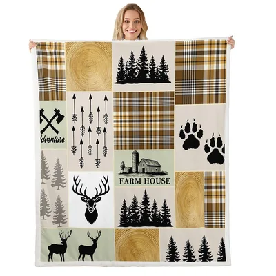 Rustic Cabin Lodge Patchwork Blanket for the Wild at Heart