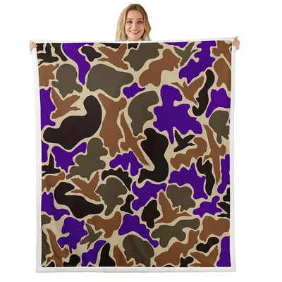 Purple Camouflage Hunting Pattern Blanket: Duck Hunter Camo Design