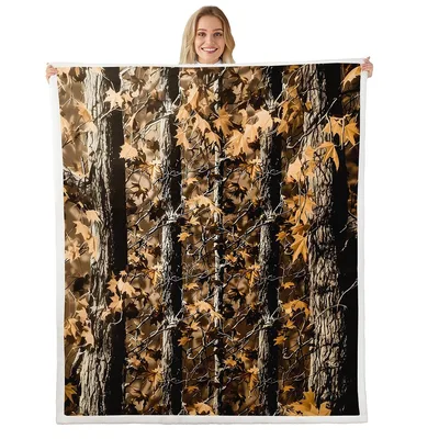Forest Tree Camouflage Pattern Blanket for Cabin and Woods Lovers