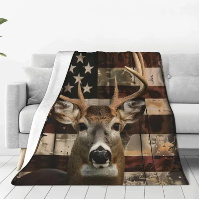 Deer Head on American Blanket: Patriotic Hunting Design