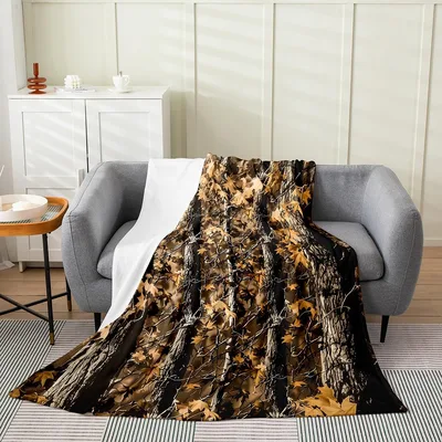 Woodland Camouflage Pattern Blanket No. 2 for Cabin and Outdoors