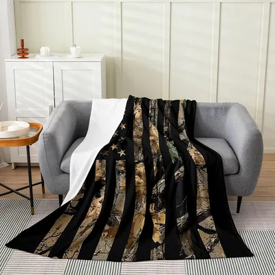 Black Camouflage Tree Branches Blanket No. 2