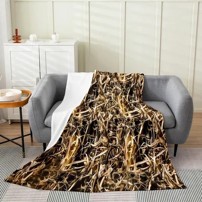 Brown Grass Camouflage Pattern Blanket for Outdoor Lovers